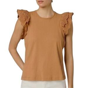 JOE’S JEANS Women’s Boho Eyelet Flutter Sleeve Tan Knit Tank Top